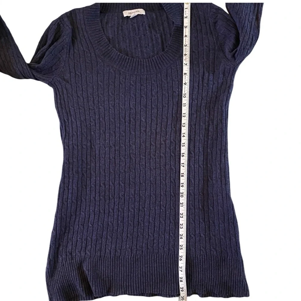 Navy Blue Long Sleeve Scoop Neck Sweater Large